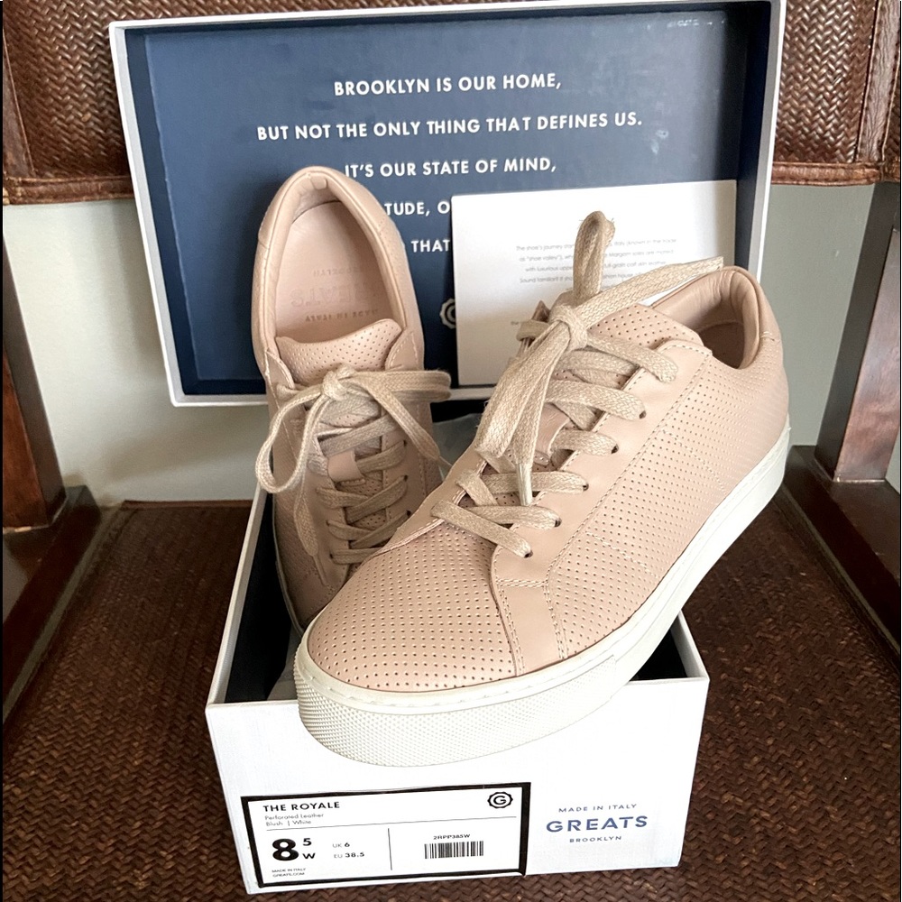 Greats perforated leather sneaker in blush